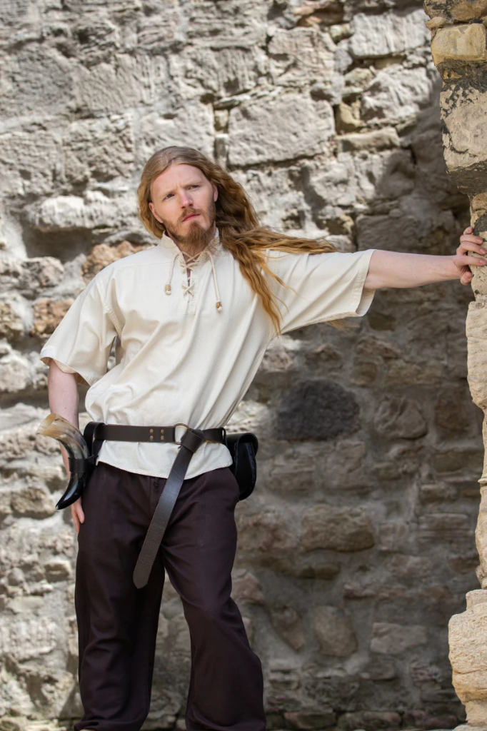 Mittelalter-Kurzarmhemd „Eric“ – Authentisches Baumwoll-Hemd in Natur (S)