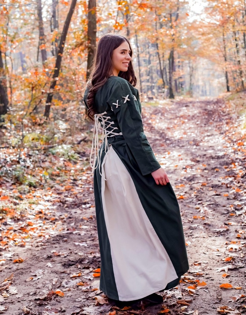 Mittelalterkleid "Larina" mit Nestelärmeln blau-natur (XS)