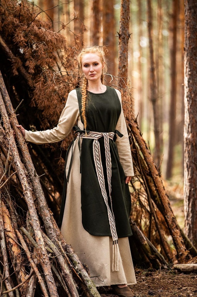 Mittelalter-Überkleid „Magdalena“ – Anmutige Schlichtheit in Grün (S/M)