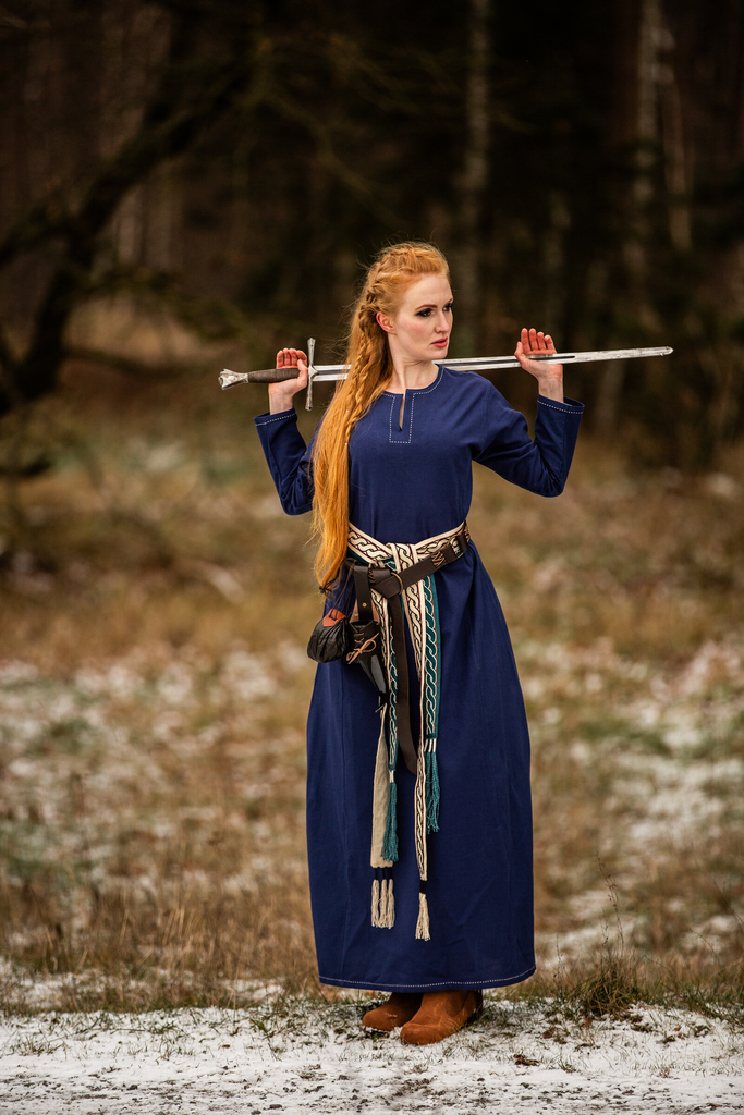Wikinger-Unterkleid „Helga“ – Zeitlose Eleganz in Blau (XS)