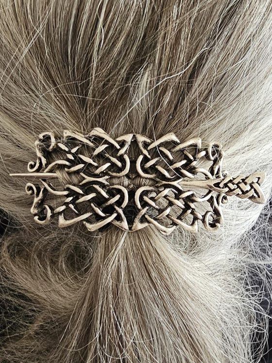 [A-673x-1] CELTIC HEARTSKNOT, Gewandspange, Haarspange,Mittelalter,Verschluss,silberfarben