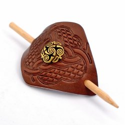 Kleine Haarspange - Stift / Beschlag (braun, keltisch)