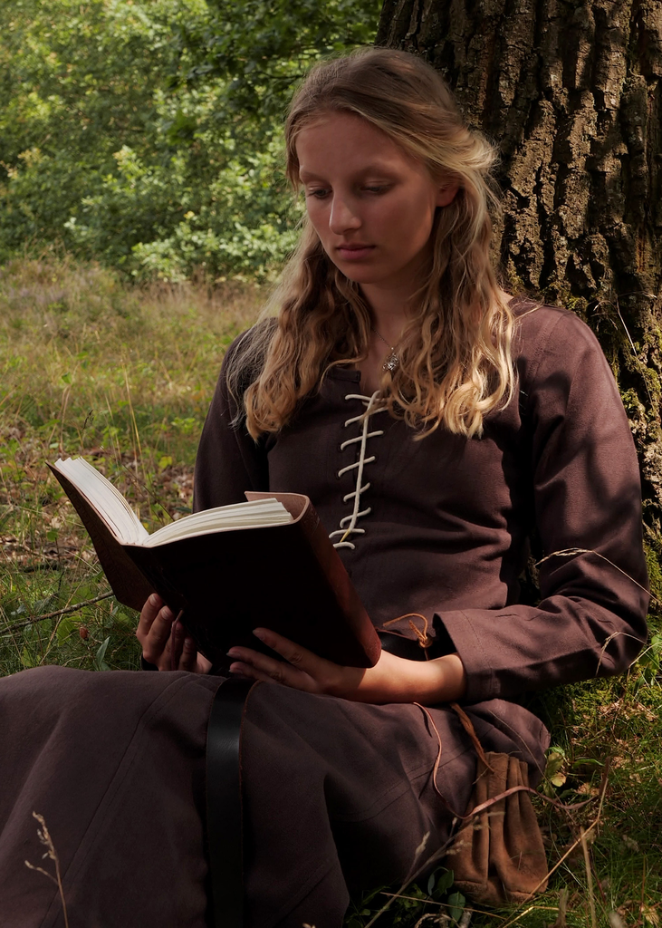 Cotehardie Ava, Mittelalterkleid, braun - Mittelalter Gewandung für Markt und LARP (S)