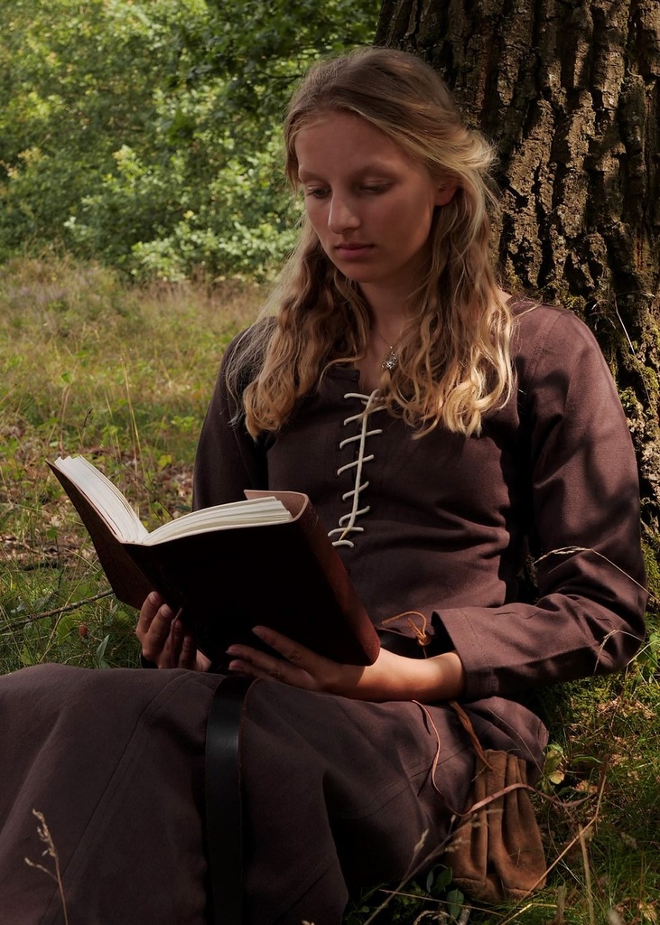 Cotehardie Ava, Mittelalterkleid, braun - Mittelalter Gewandung für Markt und LARP