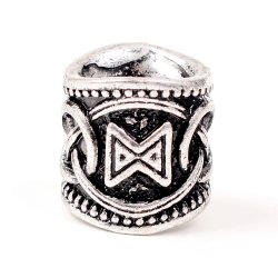 Futhark-Haarperle "Dagaz" - 8 mm Loch (silberfarben)