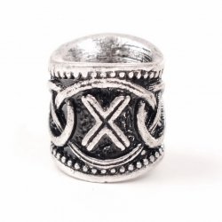 [07 FuT Gebo GR-si] Futhark-Haarperle "Gebo" - 8 mm Loch (silberfarben)