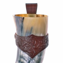 [04 H-PR WI.1.br] Horn mit geprägtem Halter "Wikinger" (braun, 1)