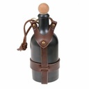 Mittelalter-Feldflasche aus Steinzeug mit Leder-Halfter - 0,5 l
