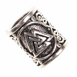 [07 ZaP Walknut.si] Bartperle mit Walknut - 8 mm Loch (silber)