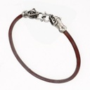 Wikinger-Armband 'Wieselkopf' aus Leder und Bronze