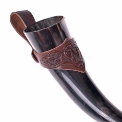 [04 H-PR KK.1.br] Horn mit geprägtem Halter "keltisch" (braun, 1)