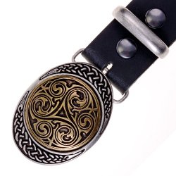 [10 Ke-Bu 4 O2:.kl.br.si] Buckle-Belt 4 cm / Zweifarbig - Kernleder (braun, klein, silber)