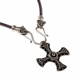[07 CO Wies / Cuth.br] Collier "Wiesel" mit Cuthbert-Kreuz (braun)