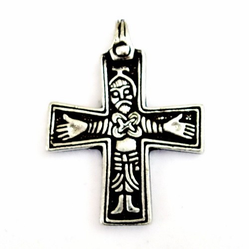 Wikinger Anhänger 'Christus Kreuz von Sanda' - Accessoire, Schmuck für Mittelalter, LARP und Alltag (silber)