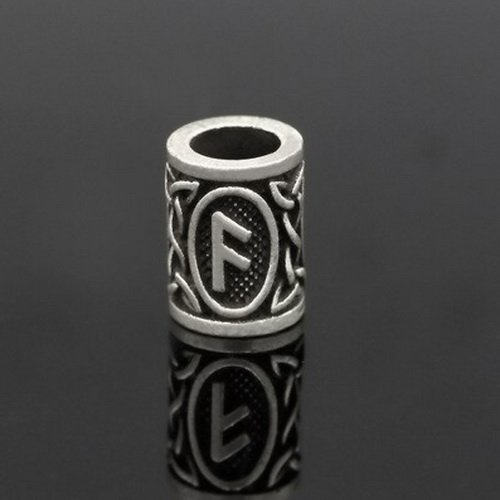 [07 RuP Ansuz KL.si] Runen-Perle "Ansuz" - 6 mm Loch - Bartschmuck (silber)