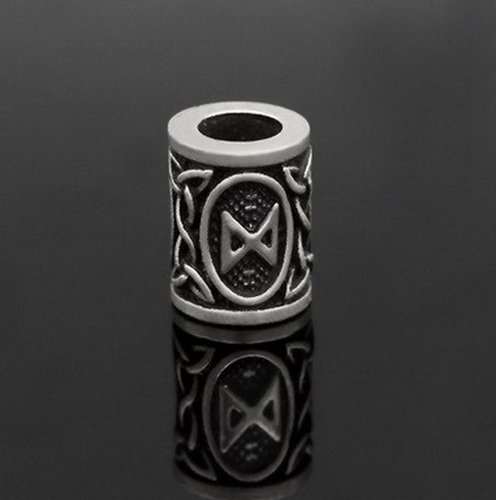 [07 RuP Dagaz KL.si] Runen-Perle "Dagaz" - 6 mm Loch - Bartschmuck (silber)