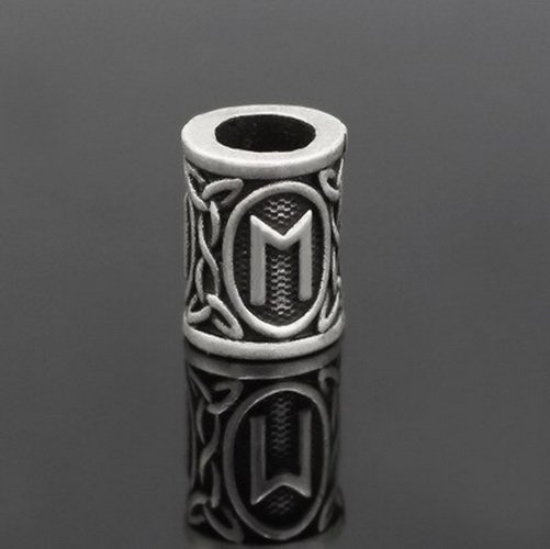 Runen-Perle "Ehwaz" - 6 mm Loch - Bartschmuck (silber)