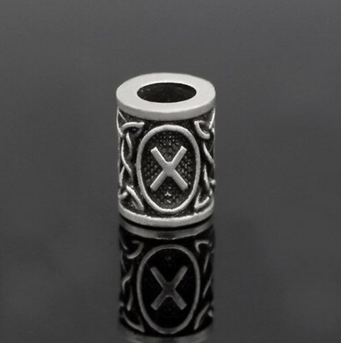 [07 RuP Gebo KL.si] Runen-Perle "Gebo" - 6 mm Loch - Bartschmuck (silber)