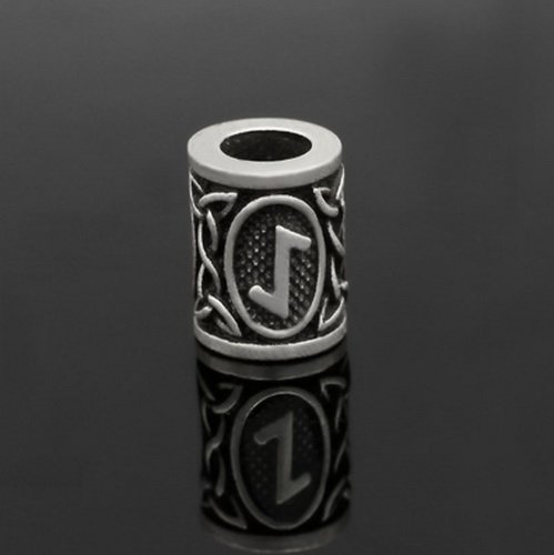 Runen-Perle "Ihwa" - 6 mm Loch - Bartschmuck (silber)