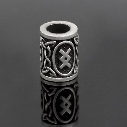 [07 RuP Ingwaz KL.si] Runen-Perle "Ingwaz" - 6 mm Loch - Bartschmuck (silber)
