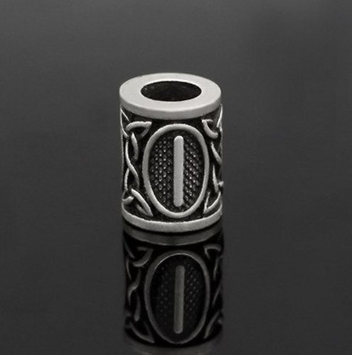 [07 RuP Isa KL.si] Runen-Perle "Isa" - 6 mm Loch - Bartschmuck (silber)