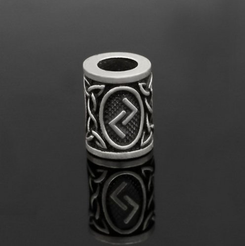 Runen-Perle "Jera" - 6 mm Loch - Bartschmuck (silber)