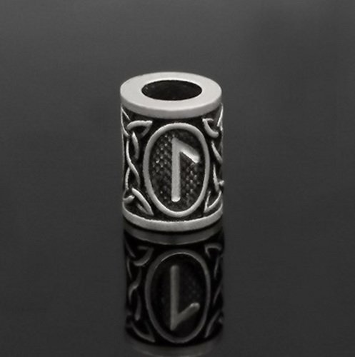 Runen-Perle "Laguz" - 6 mm Loch - Bartschmuck (silber)