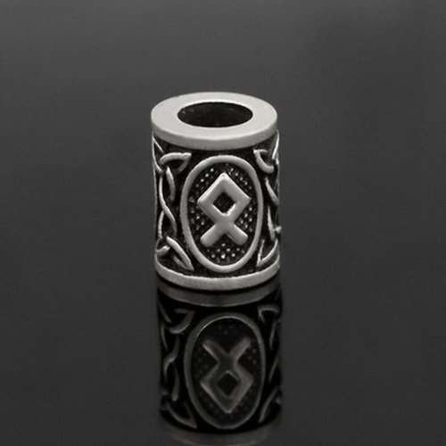 [07 RuP Othala KL.si] Runen-Perle "Othala" - 6 mm Loch - Bartschmuck (silber)