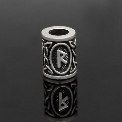 [07 RuP Raidho KL.si] Runen-Perle "Raidho" - 6 mm Loch - Bartschmuck (silber)
