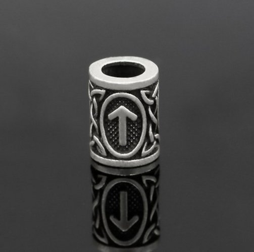 Runen-Perle "Tiwaz" - 6 mm Loch - Bartschmuck (silber)