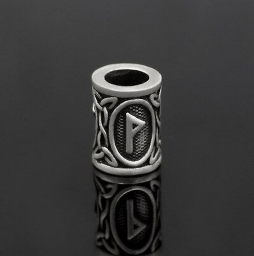 Runen-Perle "Wunjo" - 6 mm Loch - Bartschmuck (silber)