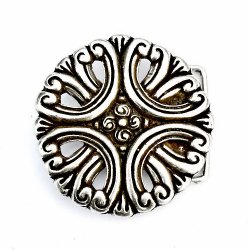[09 Buck 4 FL:.si] Buckle-Schnalle - Floral / 4 cm (silber)