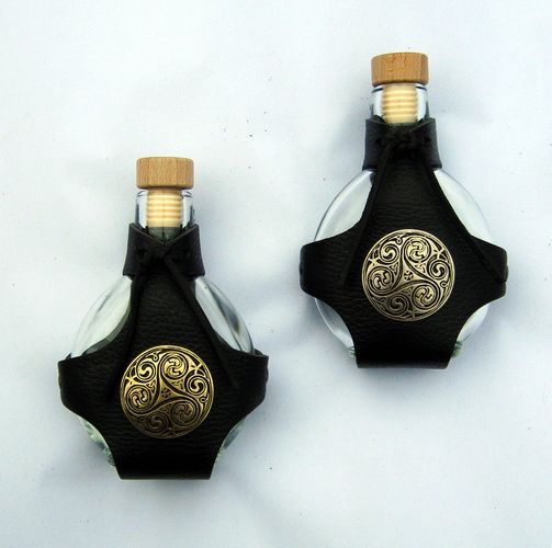 Feldflasche Flache Form 0,2 l Inhalt - Ausstattung für Larp und Mittelalter (silber)