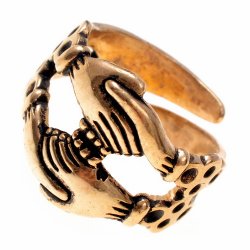Mittelalterlicher Fingerring - Handschlingen - Bronze