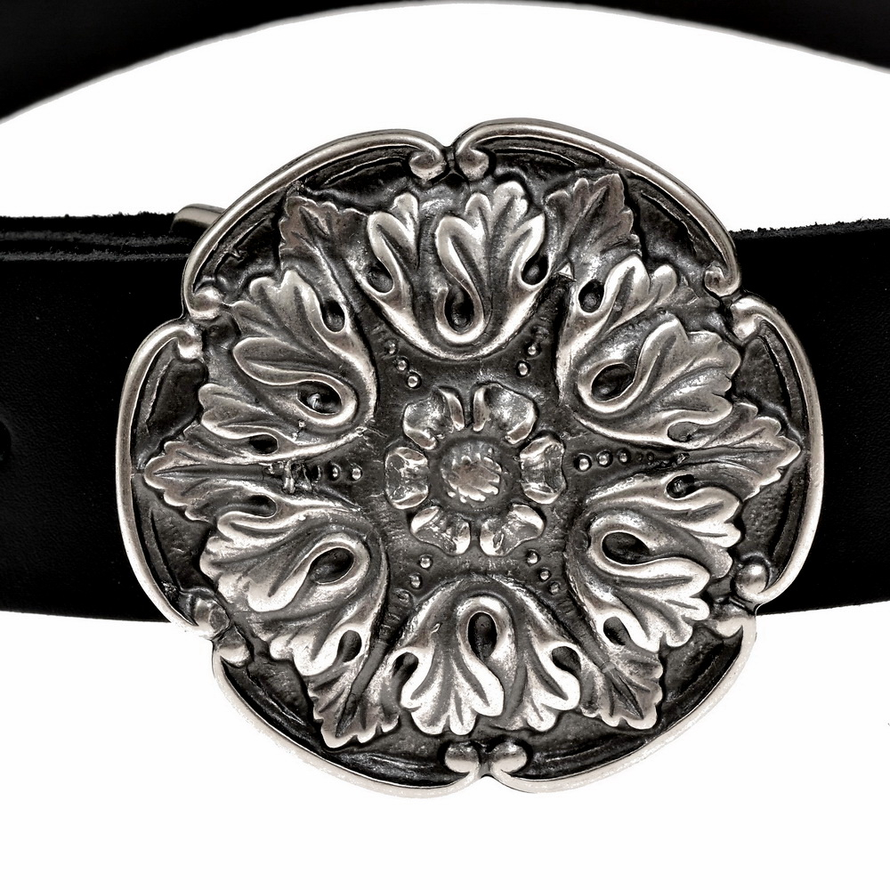 Buckle-Belt 4 cm / Blatt - Spaltleder