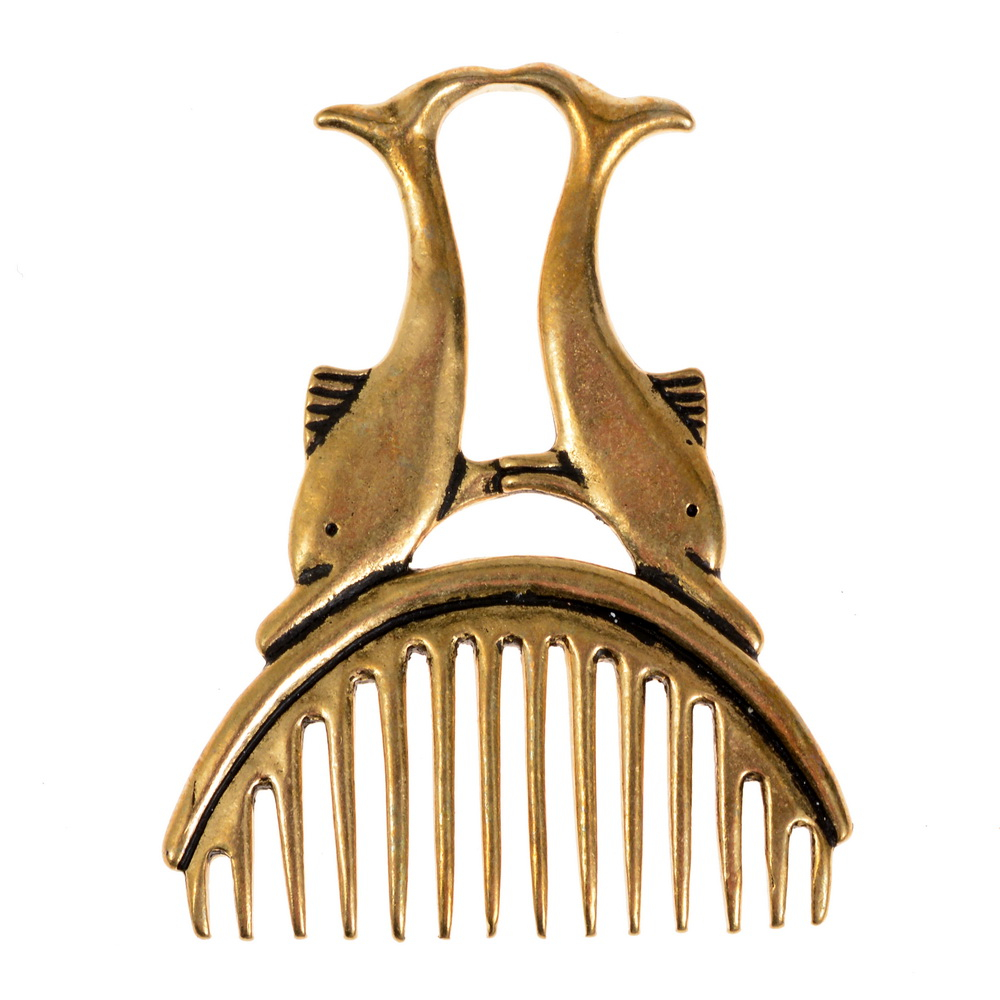 [13 Delfinkamm bro.b] Römischer Delfin-Kamm (Bronze)