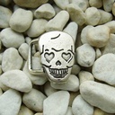 EMILY, Koppelschließe, Totenkopf Herzaugen, 1,5 cm, silberfarben, Schnalle
