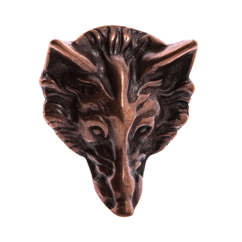 Wolfskopf, 4cm, kupferfarbene Schließe, Schnalle