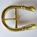 Doppel-Schlange, Dorn-Halbschließe, 3cm, messingfarben, Mittelalter, Schnalle