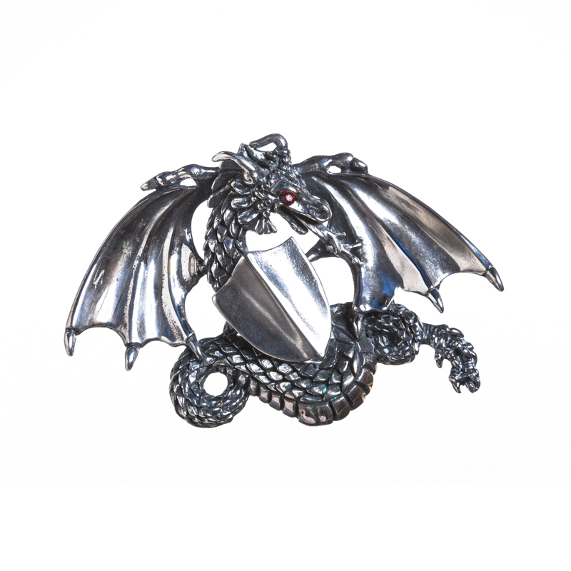 GRANAT, exclusive, handgefertigte Drachen-Schließe aus Bronze, Schnalle