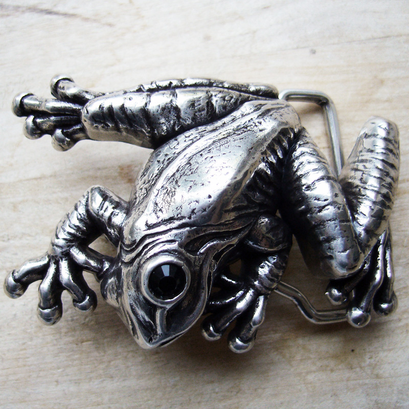 Frosch, 4cm,silberfarbene Gürtelschließe, Schnalle