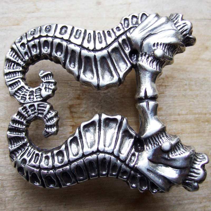 Seepferdchen, 4cm,silberfarbene Gürtelschließe, Schnalle