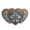 L3-Heart Cross, 4cm, bestickte Gürtelschließe, Schnalle