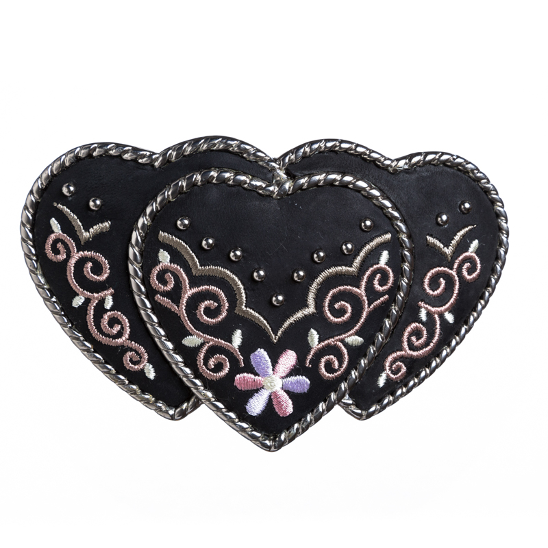 Heart Country, 4cm, schwarze bestickte Gürtelschließe, Schnalle
