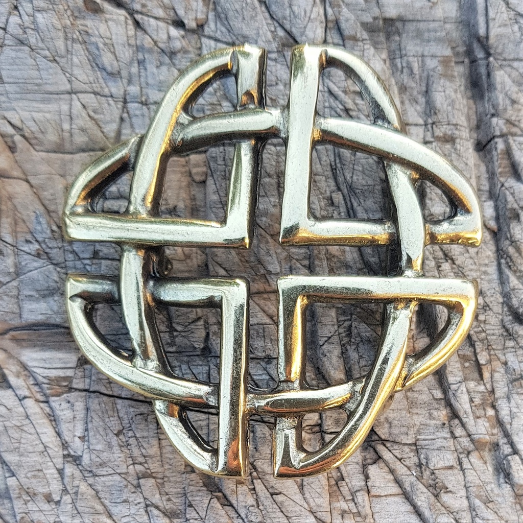 keltischer Quartär-Knoten, 4cm, messingfarbene Mittelalter-Schließe, Schnalle