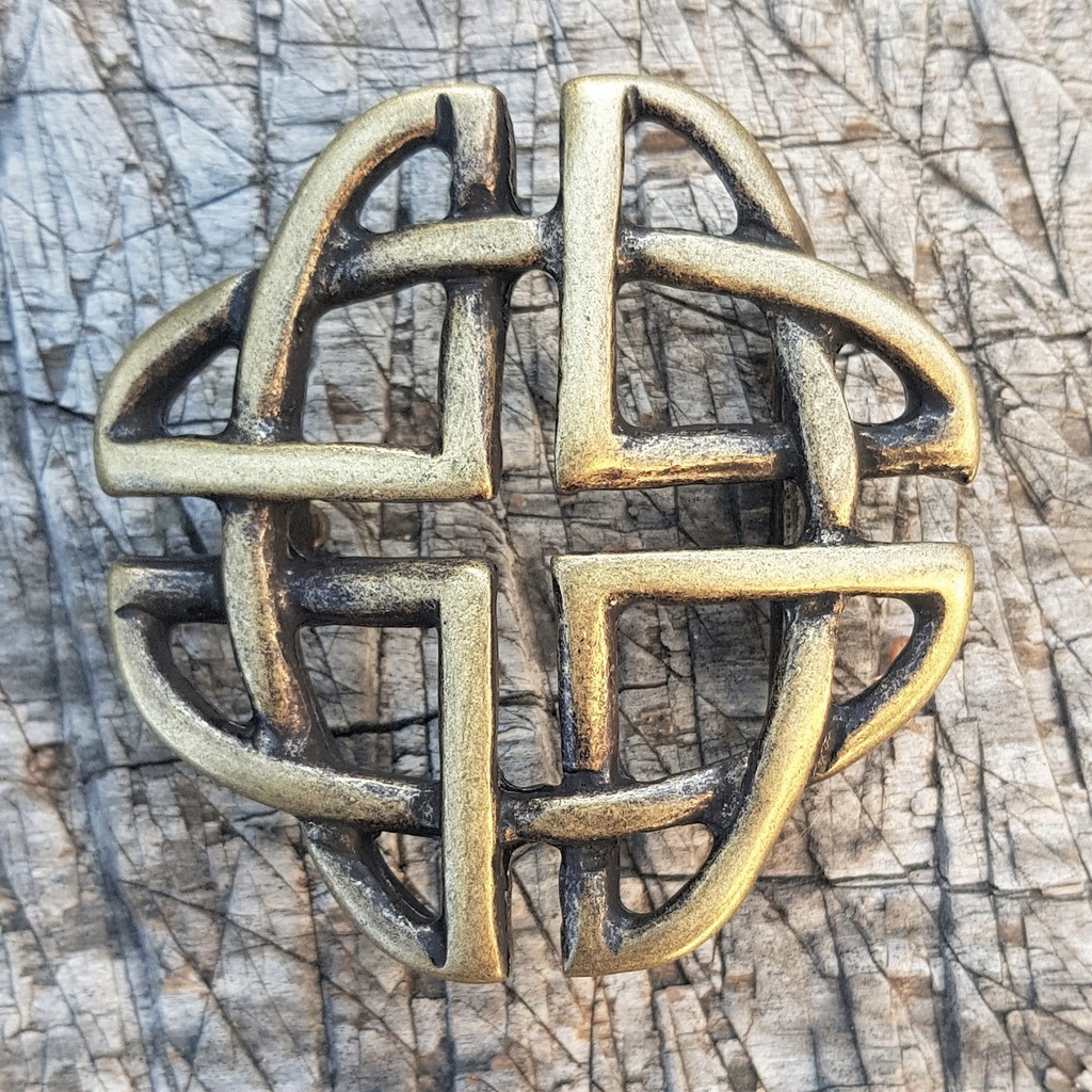 keltischer Quartär-Knoten, 4cm, altmessingfarbene Mittelalter-Schließe, Schnalle