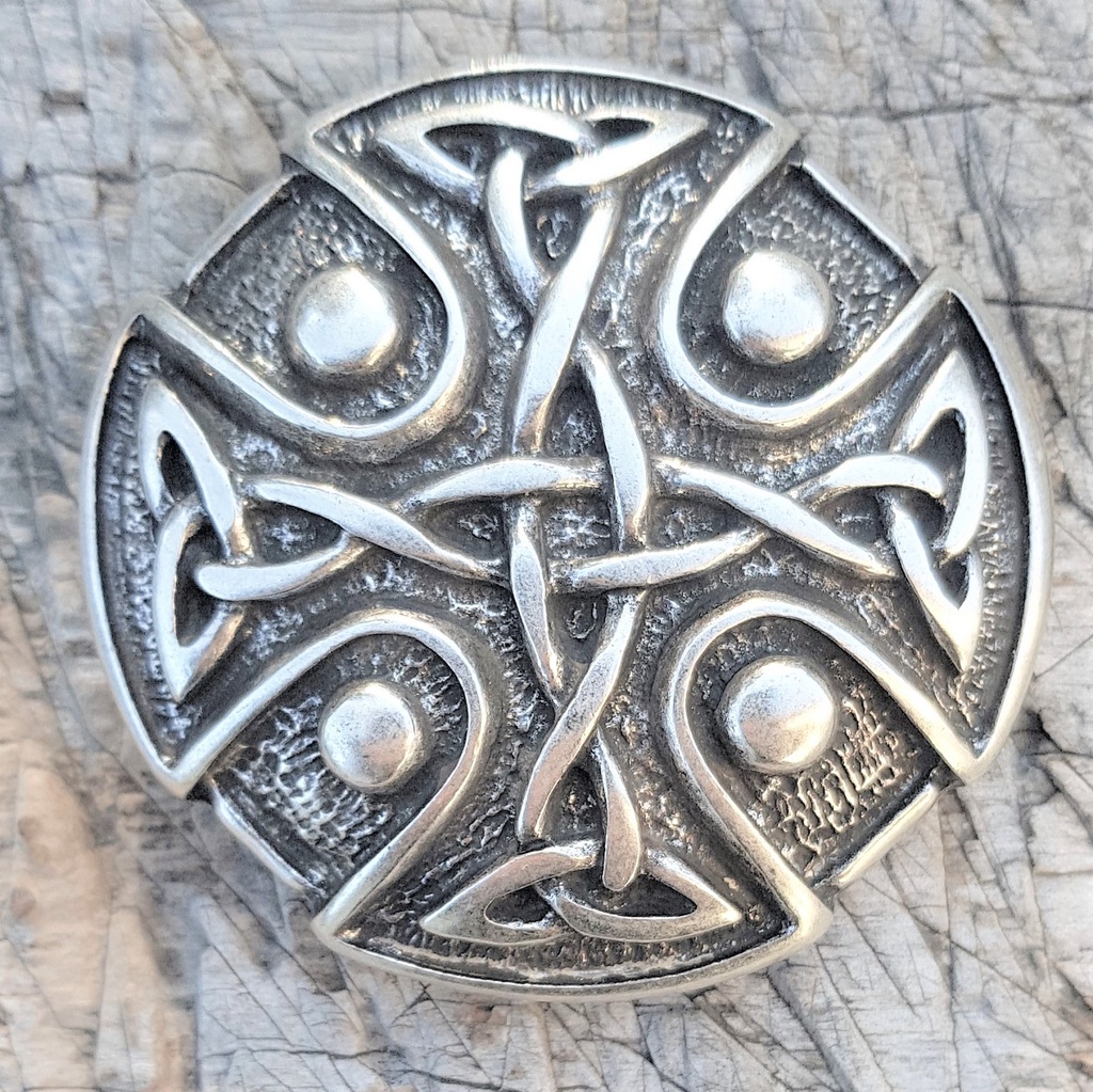 Keltenkreuz MARR, 4cm, silberfarbene Mittelalter-Schließe, Schnalle