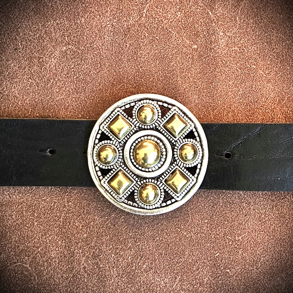 TYR, runde Mittelalter-Gürtelschließe, Fb:silber+gold, für 4cm-Riemen