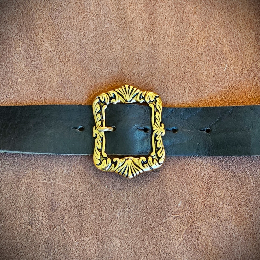 GWYN, verzierte Mittelalter-Dornschließe, Fb:gold/schwarz, für 4cm-Riemen,Mittelalter,Larp