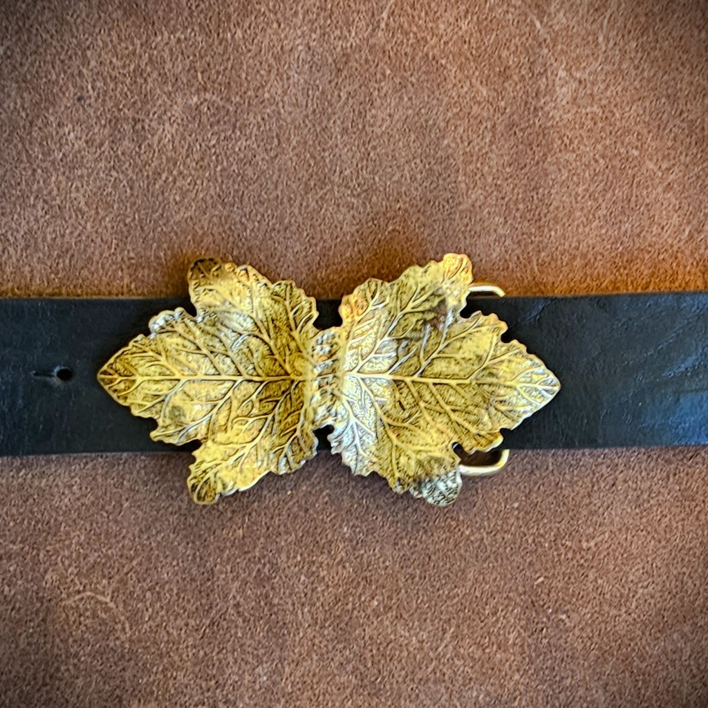 JORDI, Gürtelschließe Weinblatt, Fb:gold/schwarz, für 4cm-Riemen, Fee,Elfe,Mittelalter,Larp